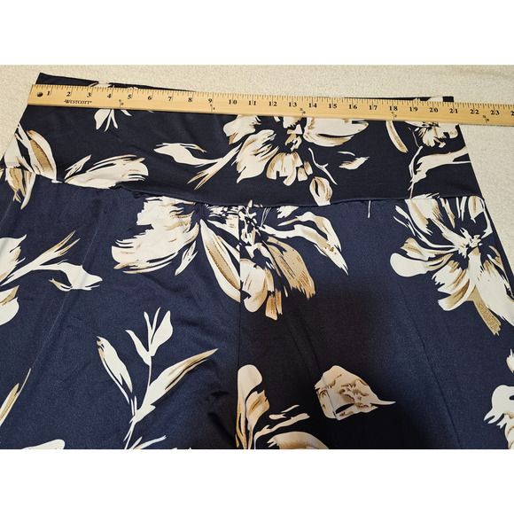 White Mark Navy Floral Printed Palazzo Pants Wide Leg Plus Sz 4XL NWT - Picture 5 of 8